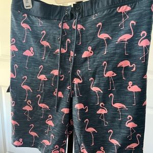 Mens flamingo swim trunks